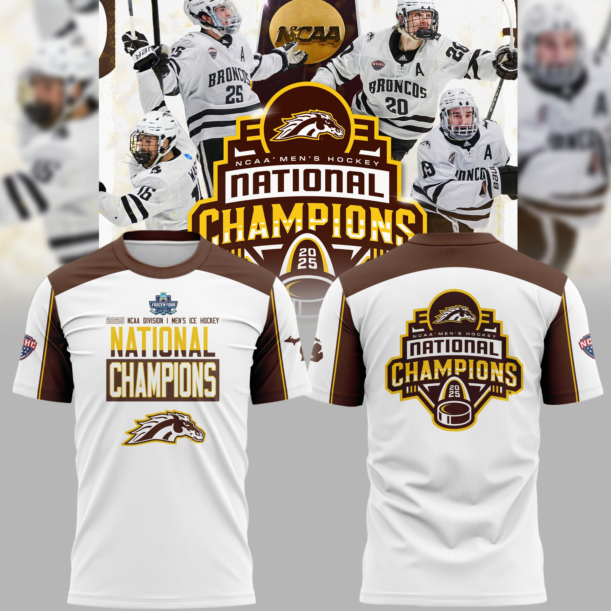 Western Michigan National Championship Shirt 2025 NCAA Broncos Hockey Fan Gear Cool Apparel-1