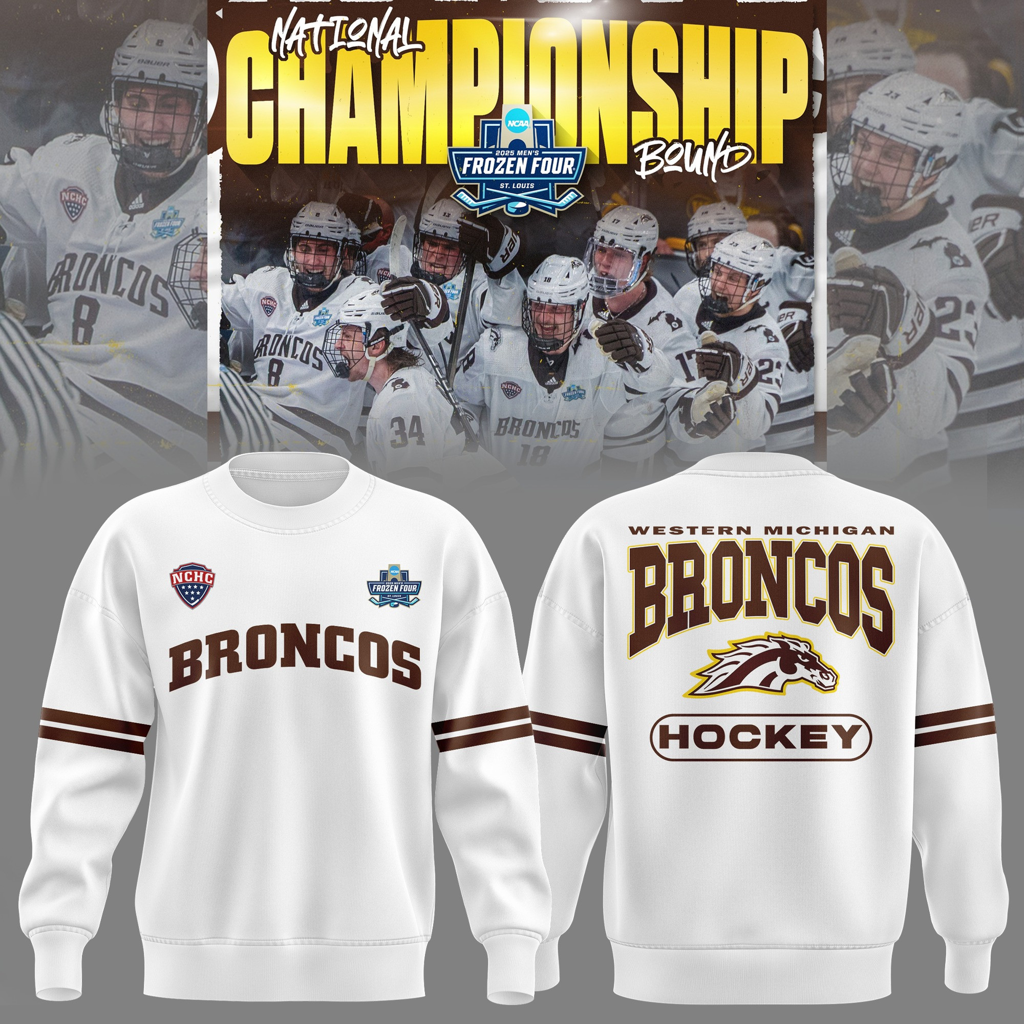 Western Michigan National Championship Sweatshirt WMU Hockey 2025 Fan Gear Merch-1