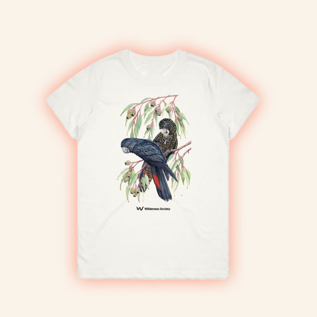 Wilderness Merch Forest Red Tailed Black Cockatoo Natural Organic T-Shirt Friends Gifts-1