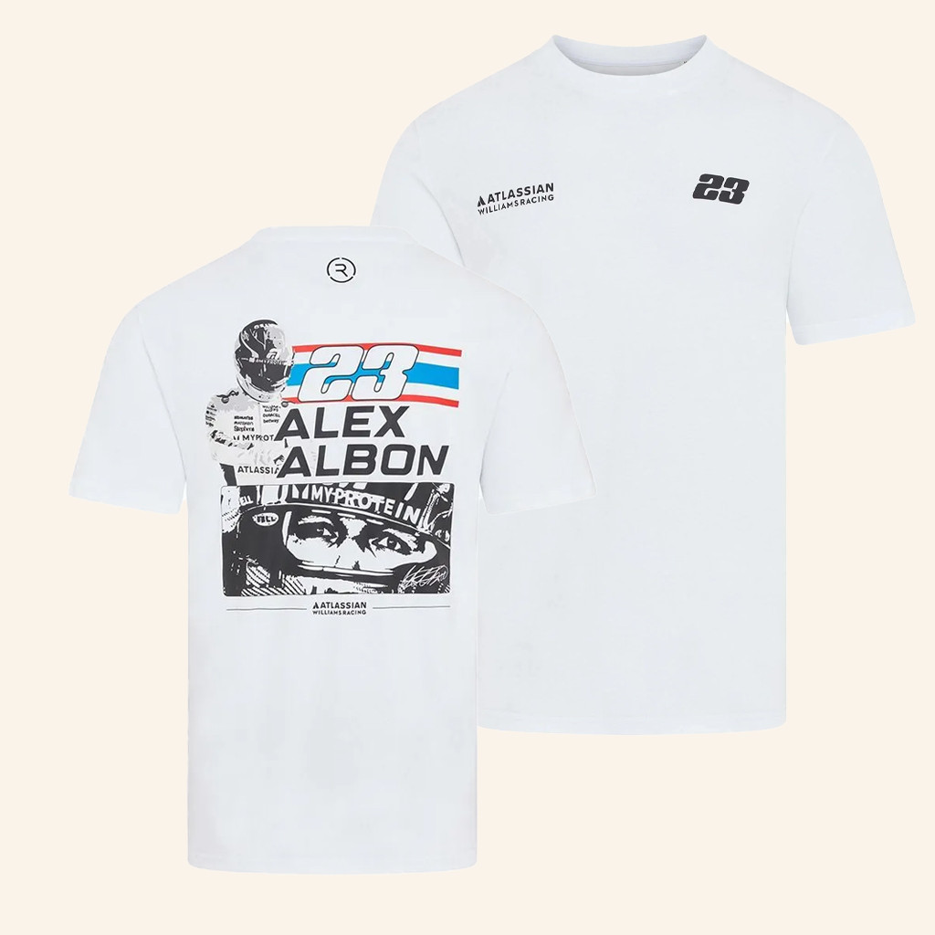 Williams F1 Merch Atlassian Williams Racing X Reflo Alex Albon T-Shirt Gifts For Racing Fans-1