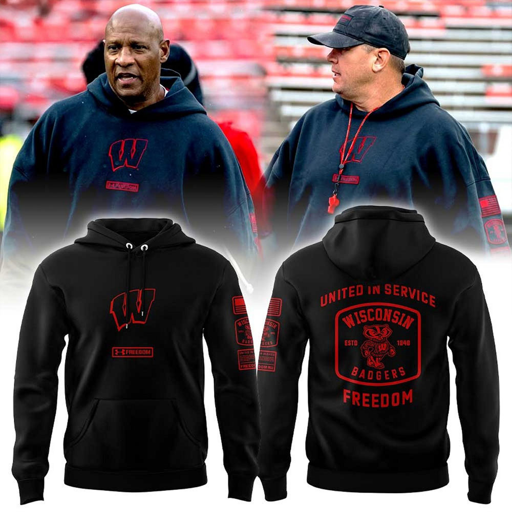 Wisconsin Badgers Freedom UAF Hoodie United In Service Wisconsin Badgers Football Clothing-1 Wisconsin Badgers Freedom UAF Hoodie United In Service Wisconsin Badgers Football Clothing-1