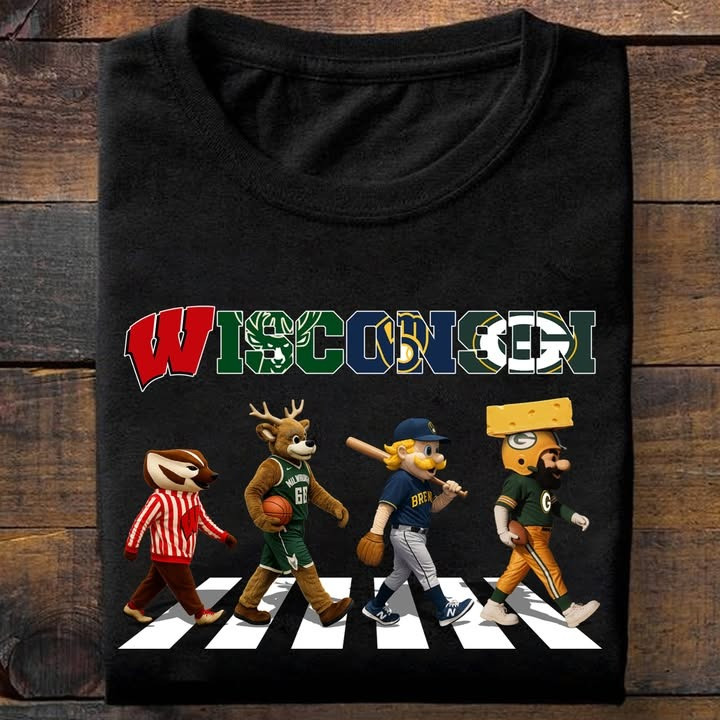 Wisconsin City Sport Teams Mascots T-Shirt Gifts For Sport Teams Lovers Fans For Him Her-1