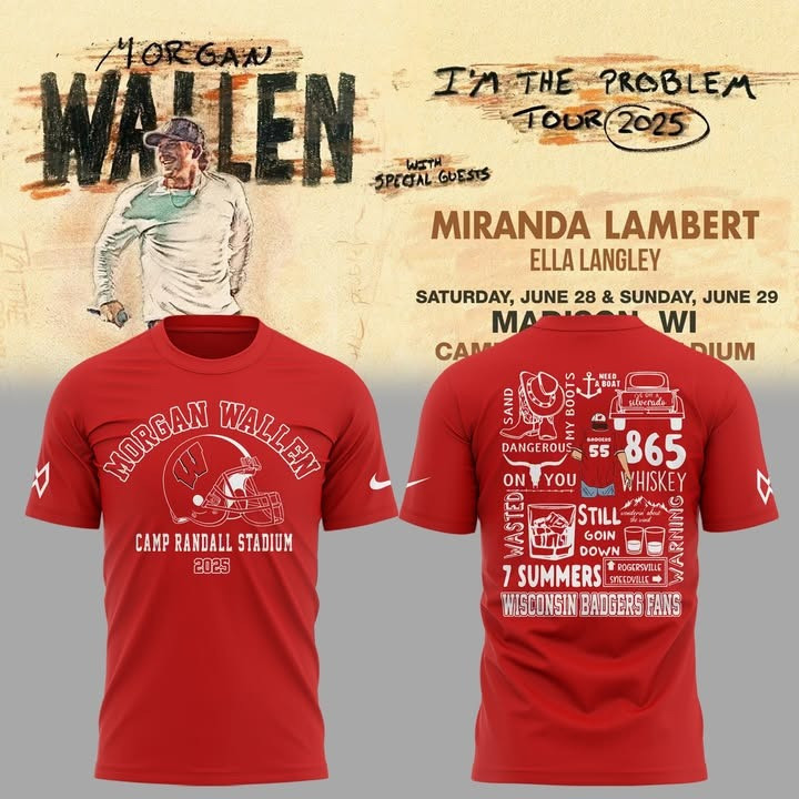 Wisconsin X Morgan Wallen Camp Randall Stadium 2025 T-Shirt Wisconsin Badgers Fans Merch-1