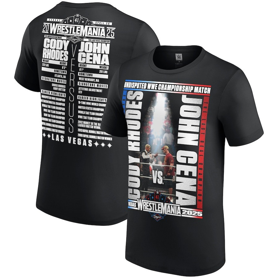 WrestleMania 41 John Cena Vs Cody Rhodes Match T-Shirt 2025 Fan Merch Gift Ideas-1