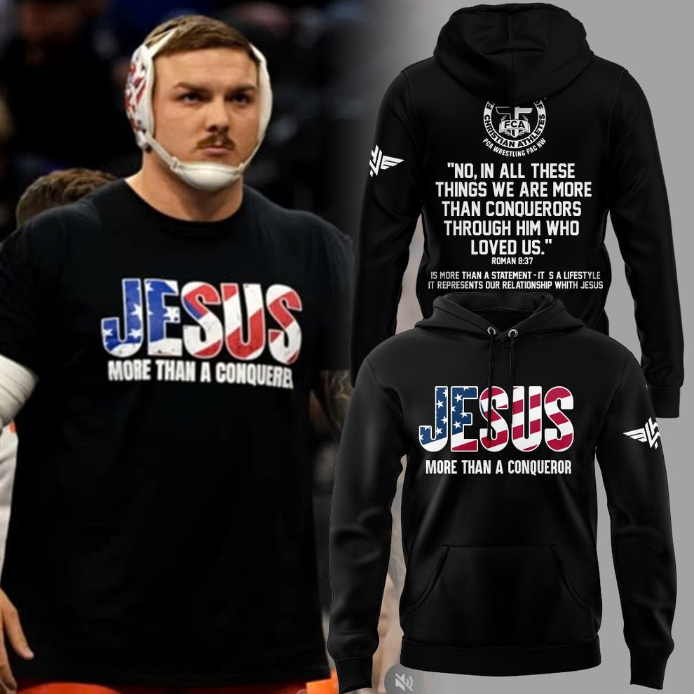 Wyatt Hendrickson Jesus Hoodie More Than A Conqueror Cowboy Wrestling Fan Gifts-1
