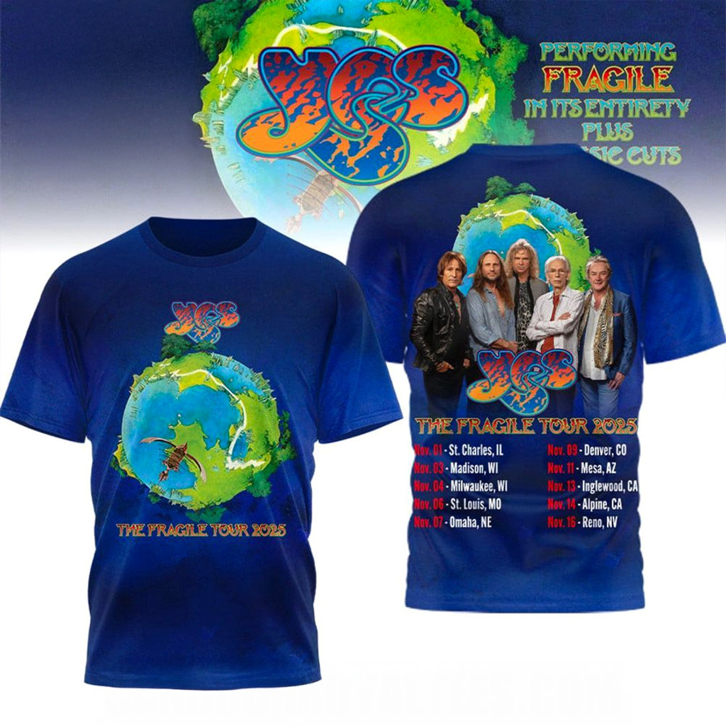 YES The Fragile Tour 2025 T-Shirt Fan Merch Christmas Gifts For Father-1