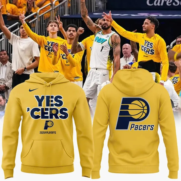 Yes Cers Indiana Pacers 2025 NBA Playoffs Hoodie Yellow Basketball Lover Fan Merch Apparel-1
