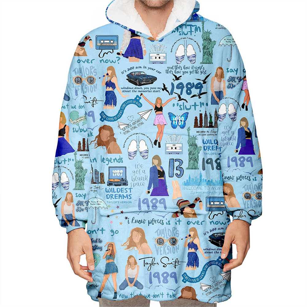 1989 Taylor Swift Blue Hoodie Blanket Wildest Dreams Taylor Swift Hoodie Gifts For Fans-1