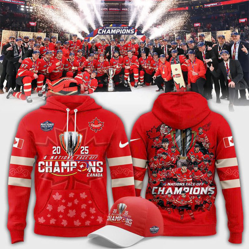 2025 4 Nations Face Off Champions Canada Hockey Hoodie Gifts For Hockey Fan-1
