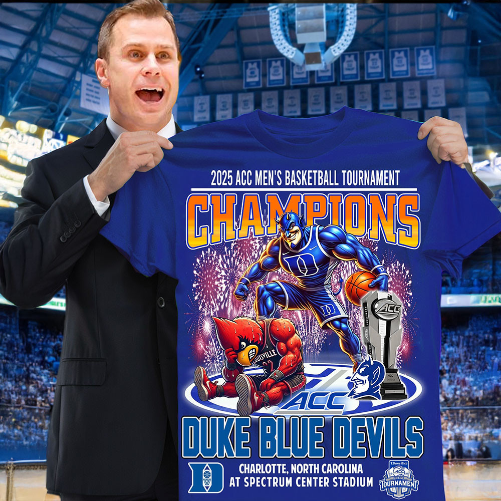 2025 ACC Men's Basketball Tournament Champions Duke Blue Devils Mascot Shirt Father's Day Gifts-1