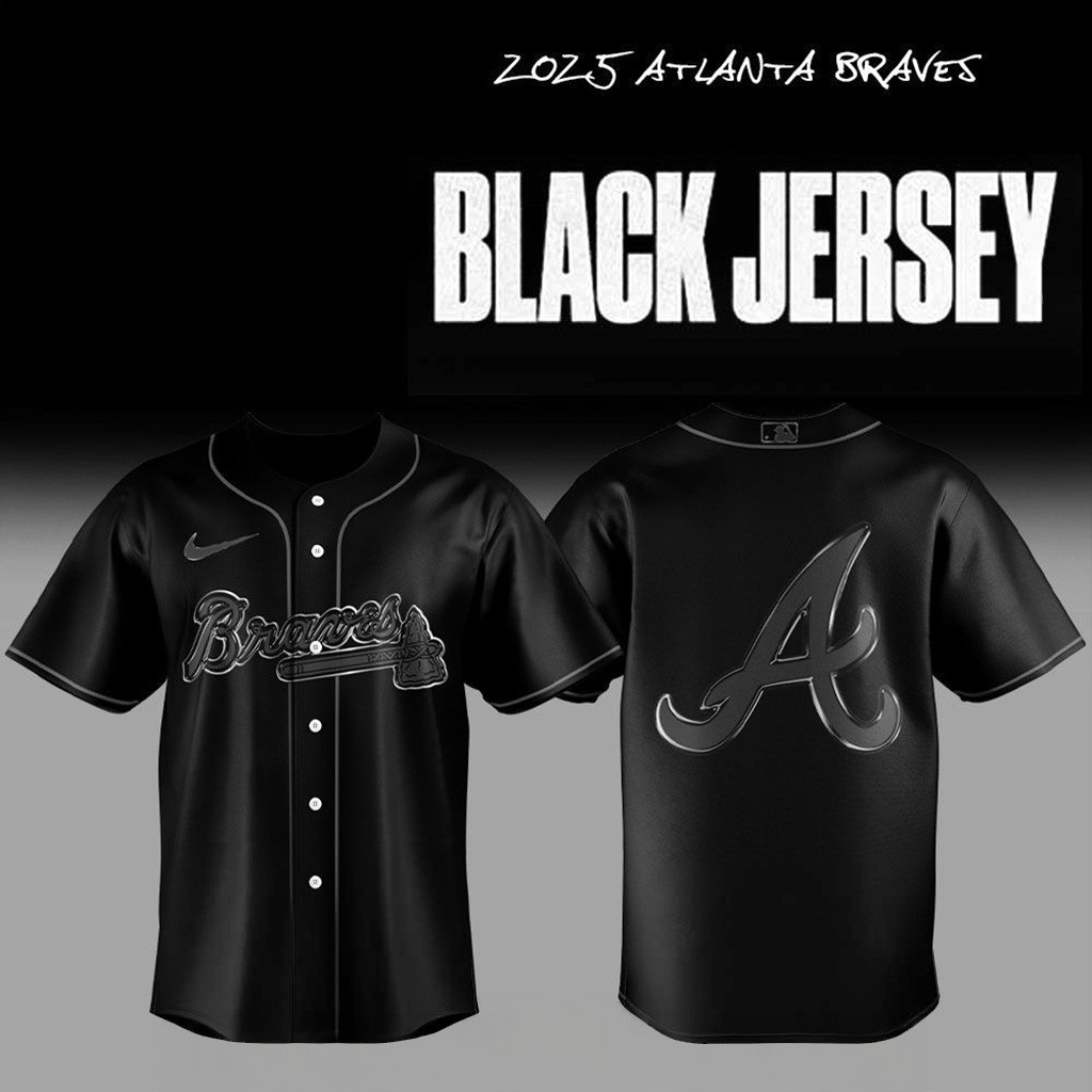 2025 Atlanta Braves Back In Black Jersey Atlanta Braves Merch Gifts For Baseball Fans-1