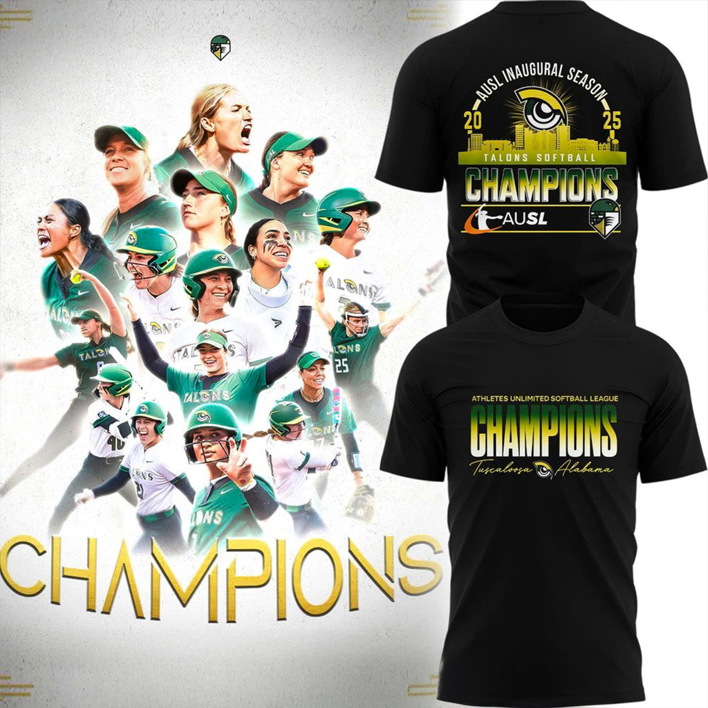 2025 Ausl Inaugural Season Champions Talons Softball Tshirt-1