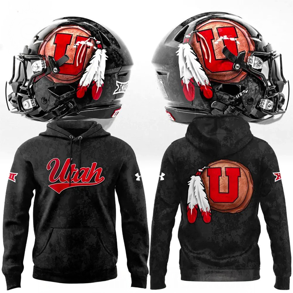 2025 Hand Painted Utah Football Hoodie Utah Utes Merch Christmas Gifts For Football Fan-1