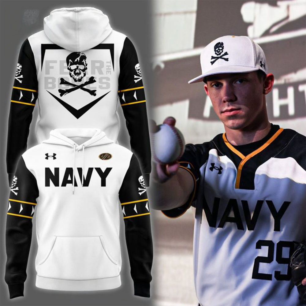 2025 Jolly Rogers Navy Midshipmen Baseball Hoodie Father's Day Presents For Son-1