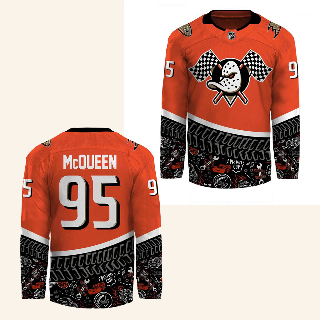 2025 Lightning Mcqueen X Anaheim Ducks Special Hockey Jersey Gifts For Hockey Fan-1