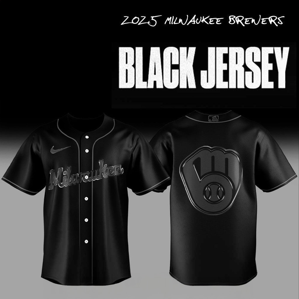 2025 Milwaukee Brewers Back In Black Jersey Milwaukee Brewers Merch Gifts For Fans-1