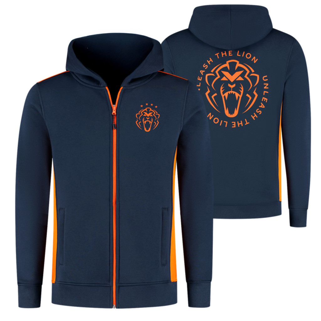 2025 Orange Lion Navy Zip Hoodie Max Verstappen Merch Red Bull Racing Gear Gifts For Fans-1
