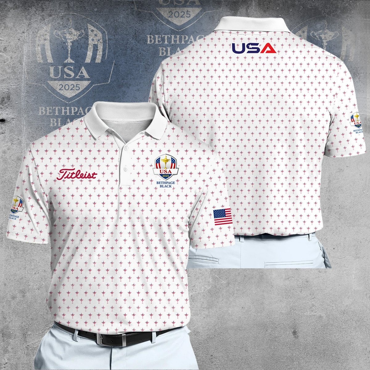 2025 Ryder Cup USA Team USA Pattern Men Polo Shirt Best Golf Presents-1