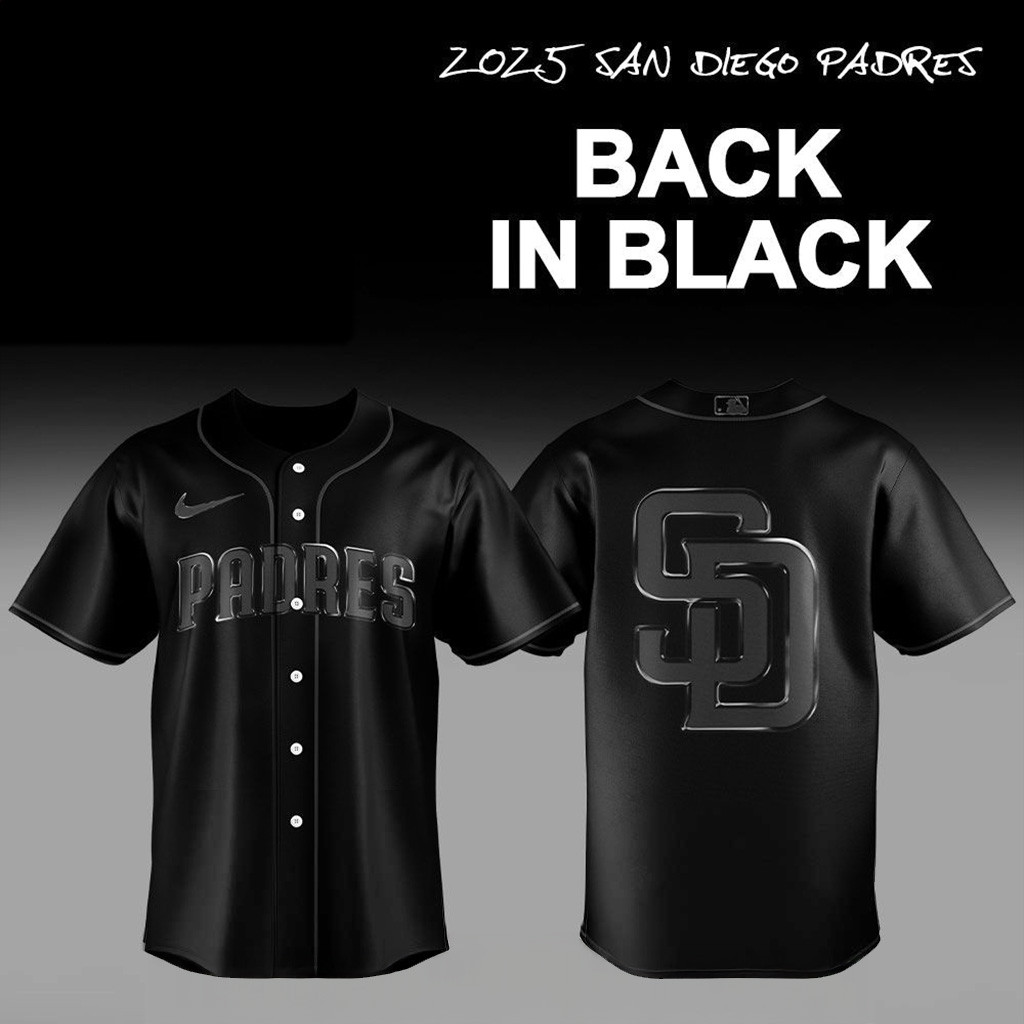 2025 San Diego Padres Back In Black Jersey San Diego Padres Merch Presents For Dad-1