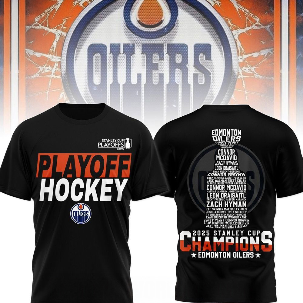 2025 Stanley Cup Champions Edmonton Oilers Black T-Shirt Fathers Day Presents-1