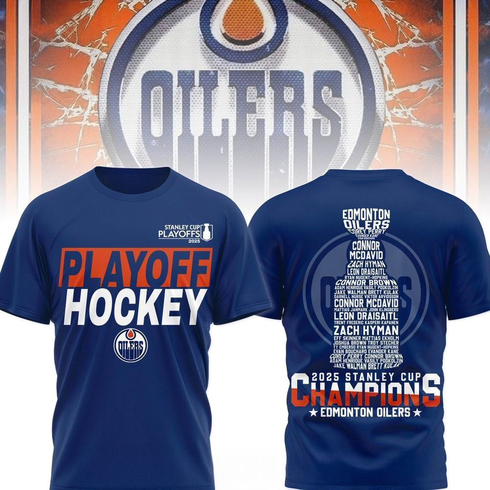 2025 Stanley Cup Champions Edmonton Oilers Blue T-Shirt Fathers Day Presents-1