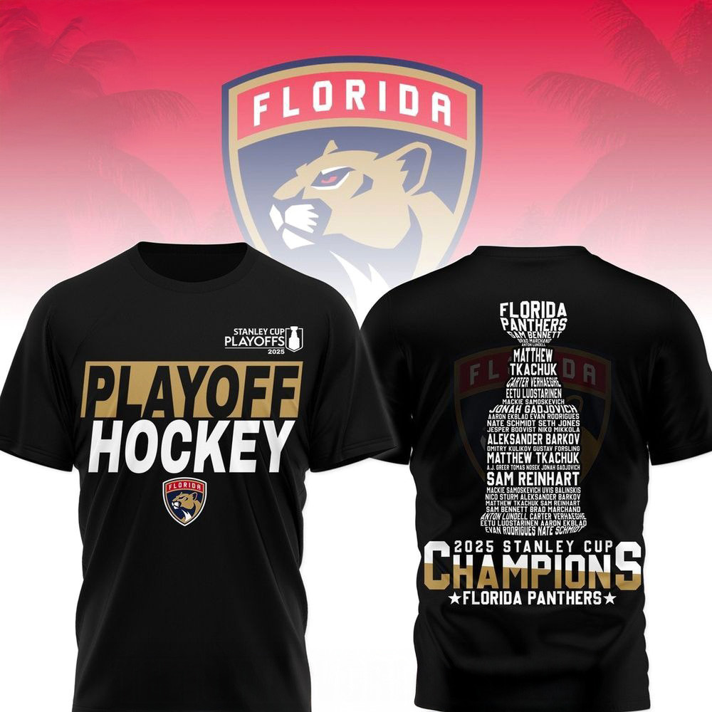 2025 Stanley Cup Champions Florida Panthers Black T-Shirt First Fathers Day Gift-1