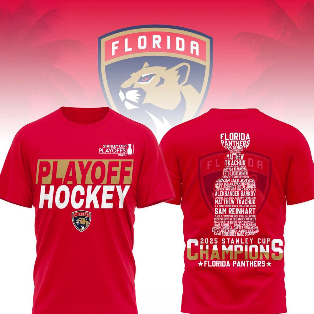 2025 Stanley Cup Champions Florida Panthers Red T-Shirt First Fathers Day Gift-1