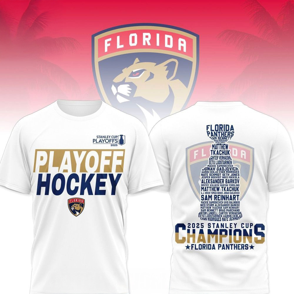 2025 Stanley Cup Champions Florida Panthers White T-Shirt First Fathers Day Gift-1