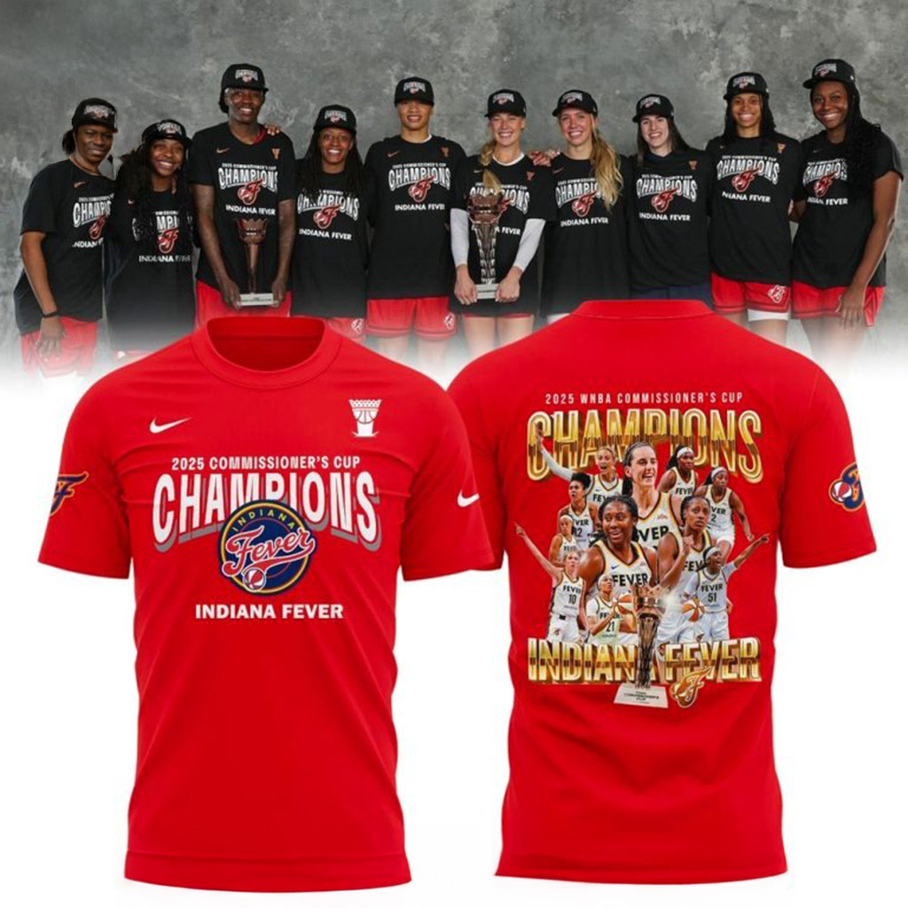 2025 WNBA Commissioner's Cup Champions Indiana Fever Red T-Shirt WNBA Merch Fans Gifts-1