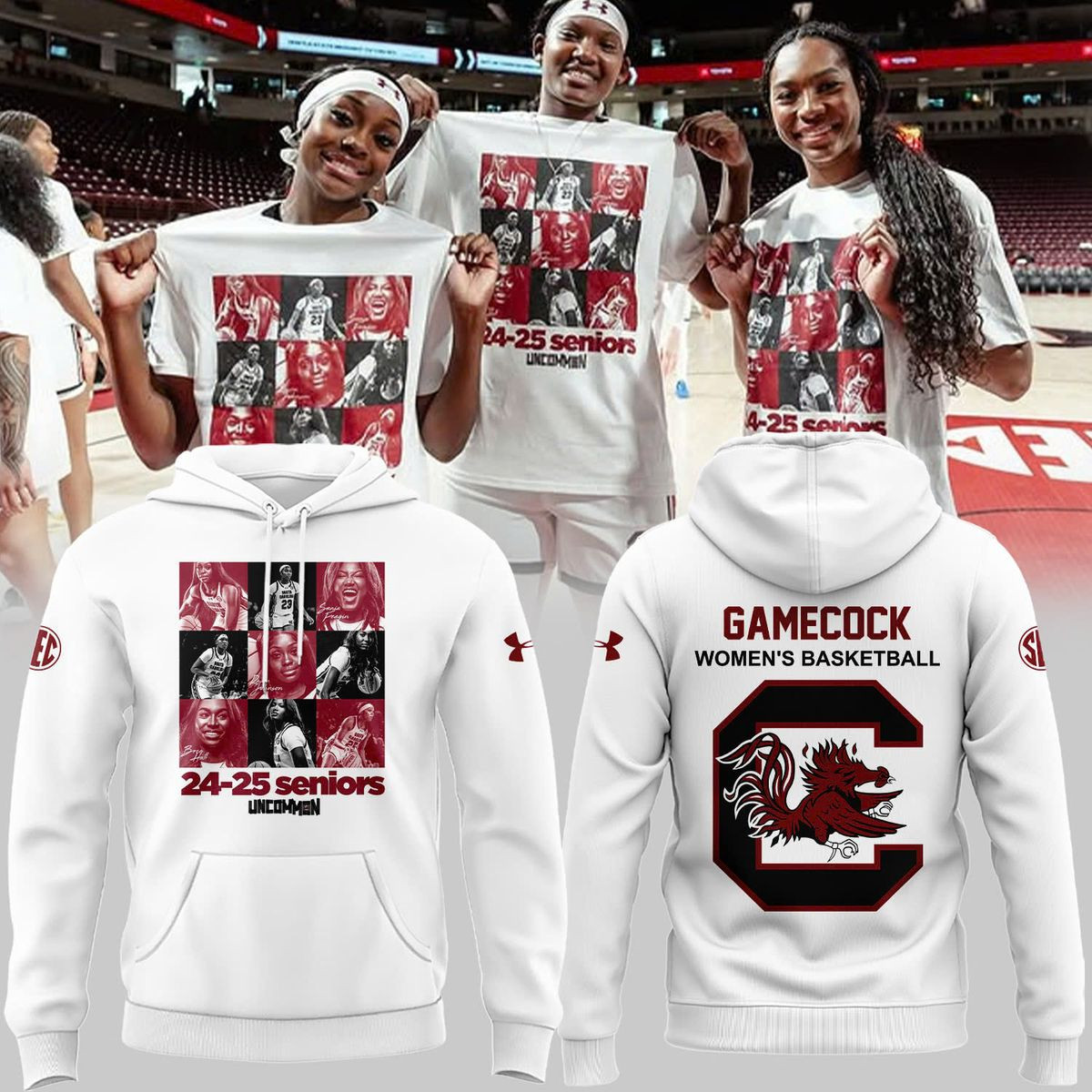 24 25 Seniors Gamecock Women's Basketball Hoodie Basketball Fan Gift Ideas-1