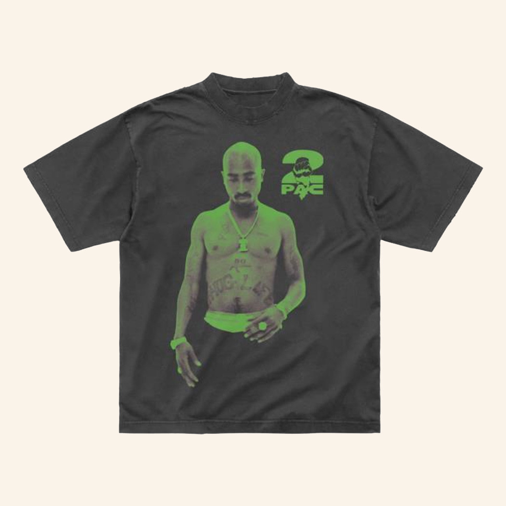 2Pac Merch Neon Thug Life Charcoal T-Shirt Gifts For Rapper Fans-1