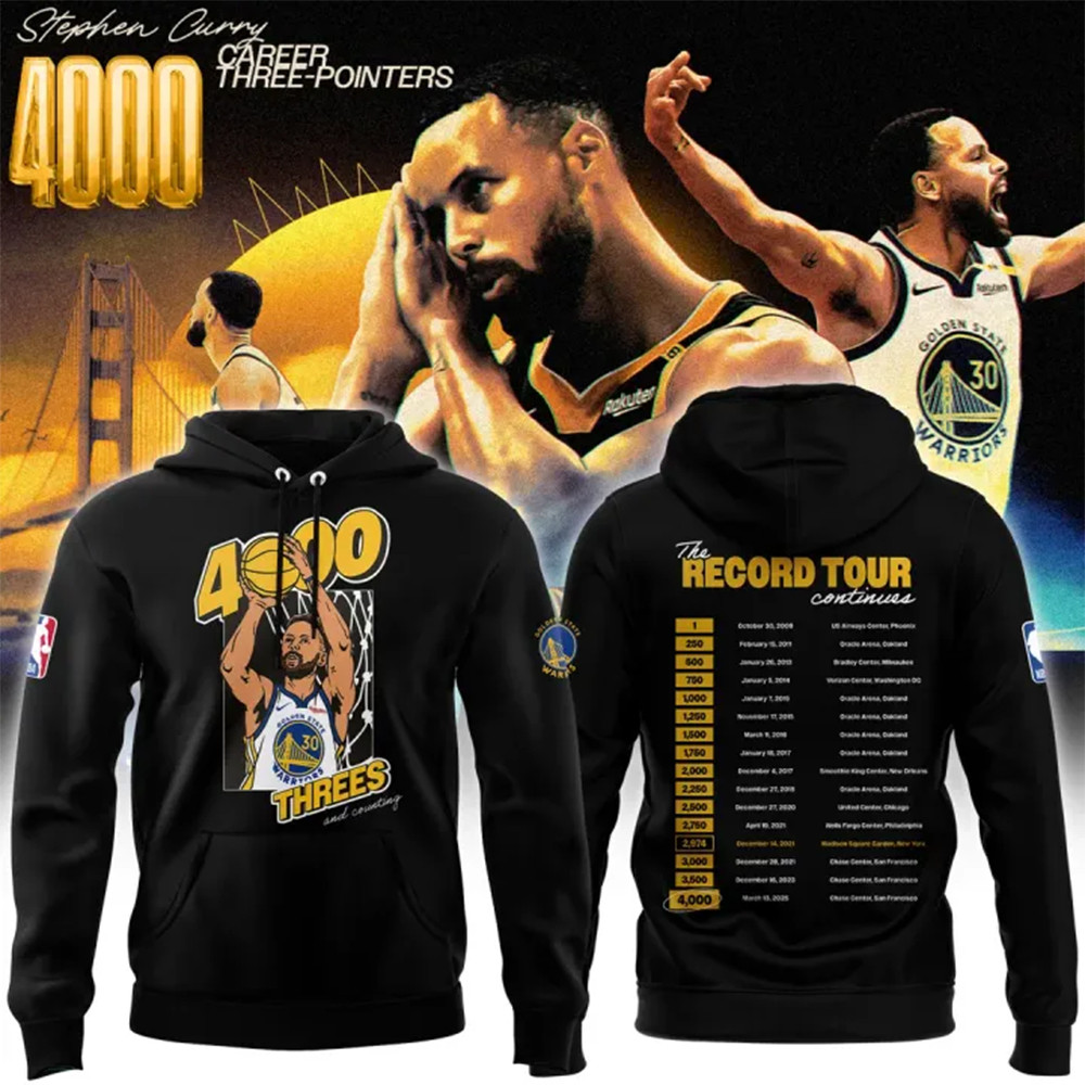 4000 Career Regular Season Threes Hoodie Gifts For The Basketball Enthusiast-1