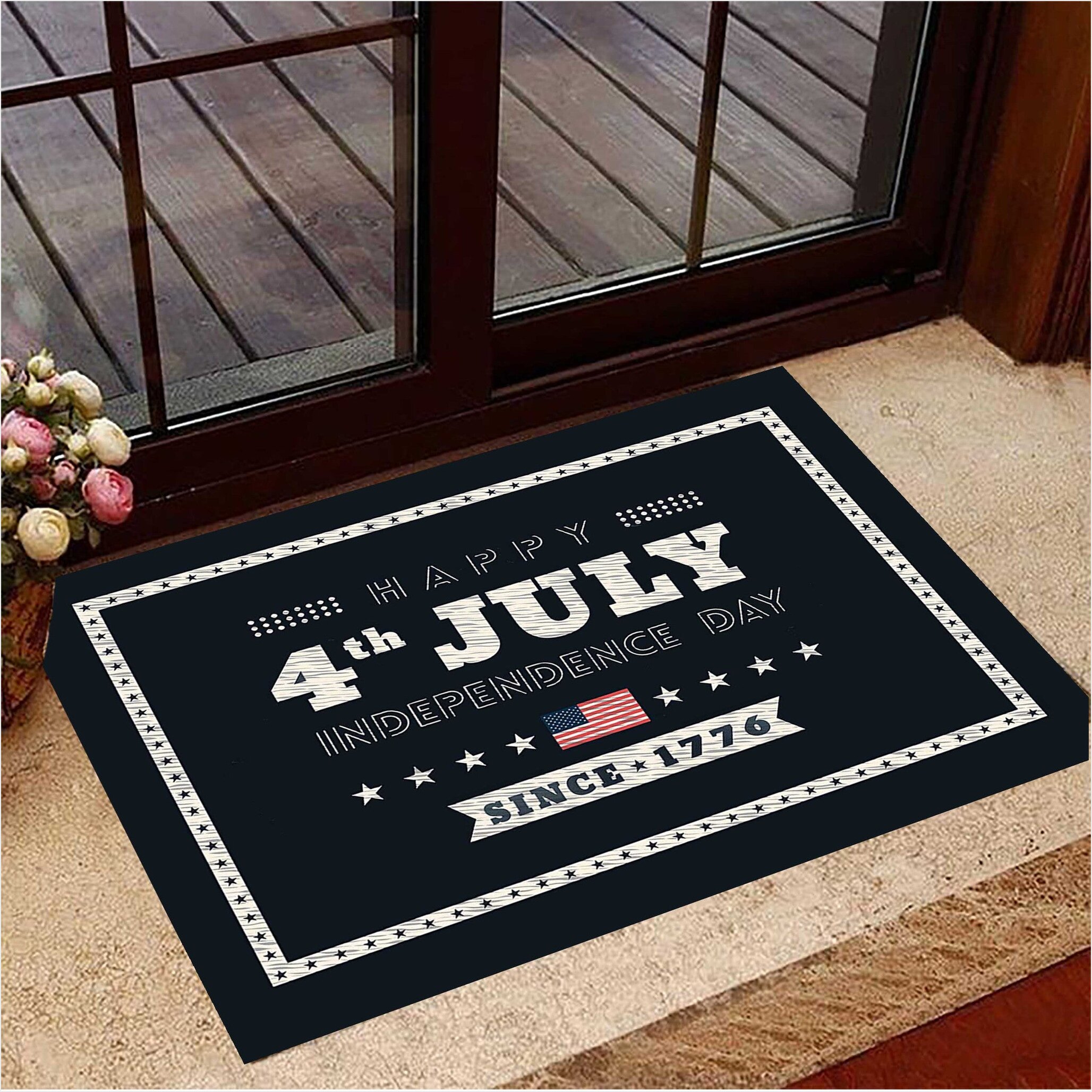 4Th Of July Doormat American Red Truck Fourth Of July Door Mat For Front Door Decor-1