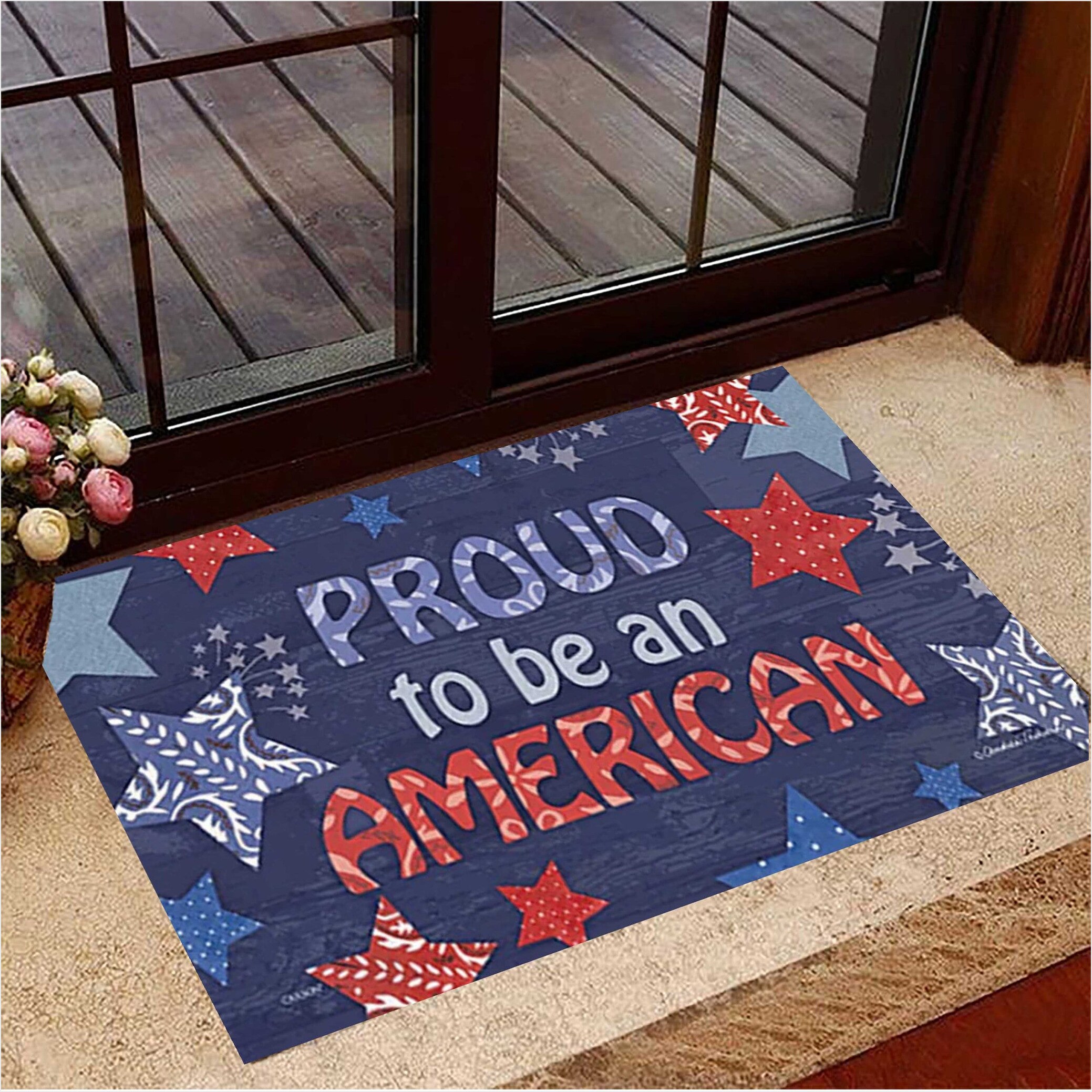 4Th Of July Doormat Proud To Be American Patriotic Fourth Of July House Decorating Ideas-1