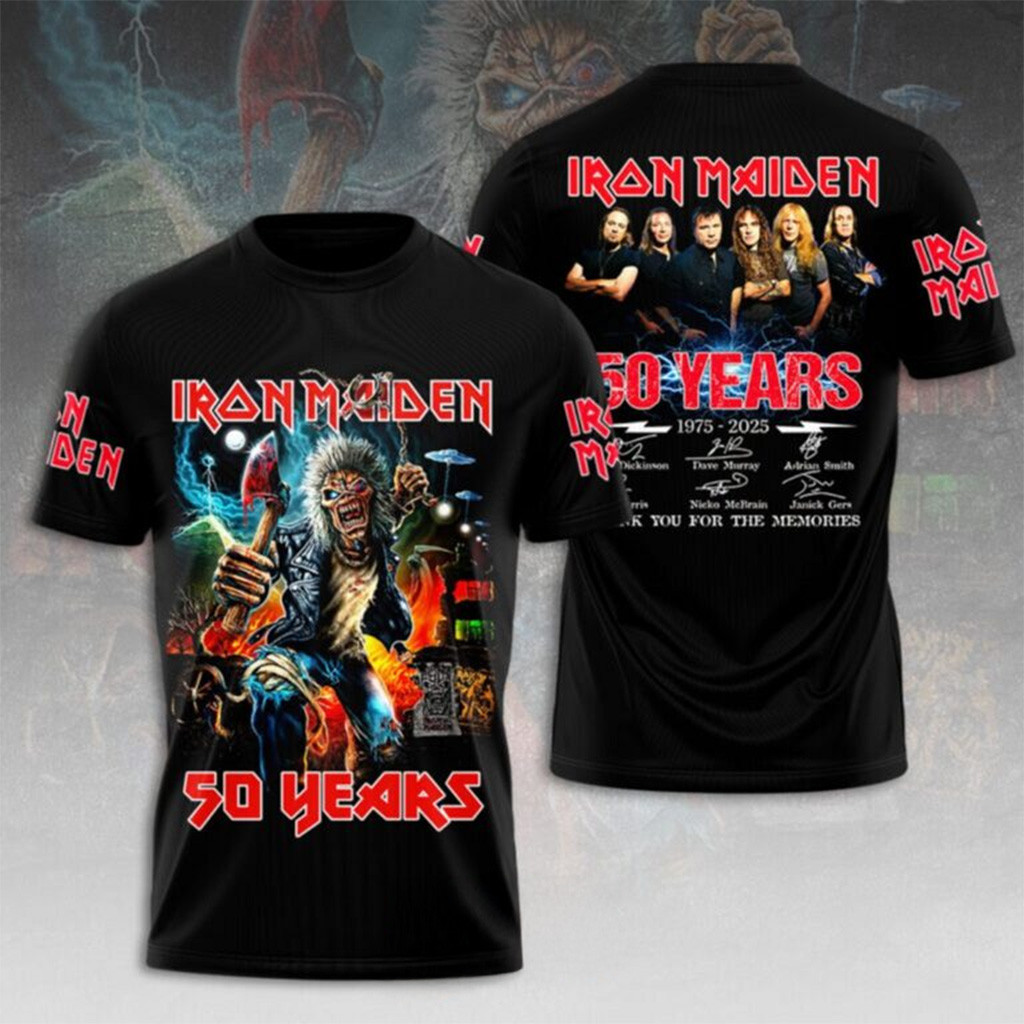 50 Years Of Iron Maiden Black Shirt Iron Maiden Band Merch Gifts For Fans-1