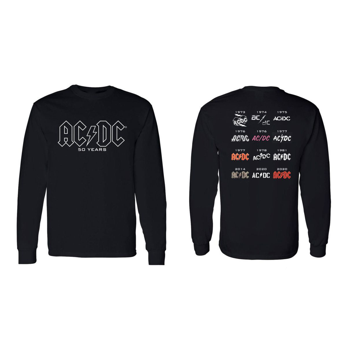 50 Years of ACDC Logos Longsleeve T-Shirt Fathers Day Presents-1
