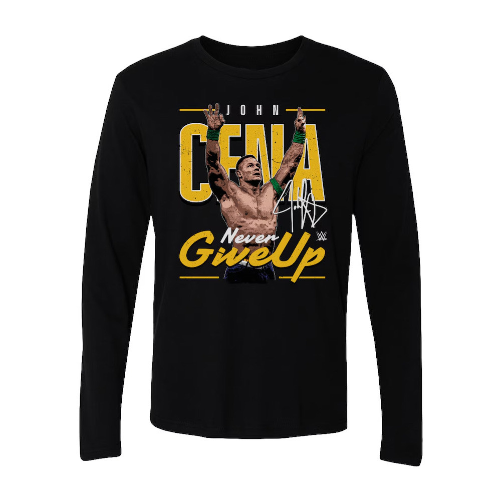 500 Level Black John Cena Never Give Up Long Sleeve T-Shirt Gifts For Fans-1