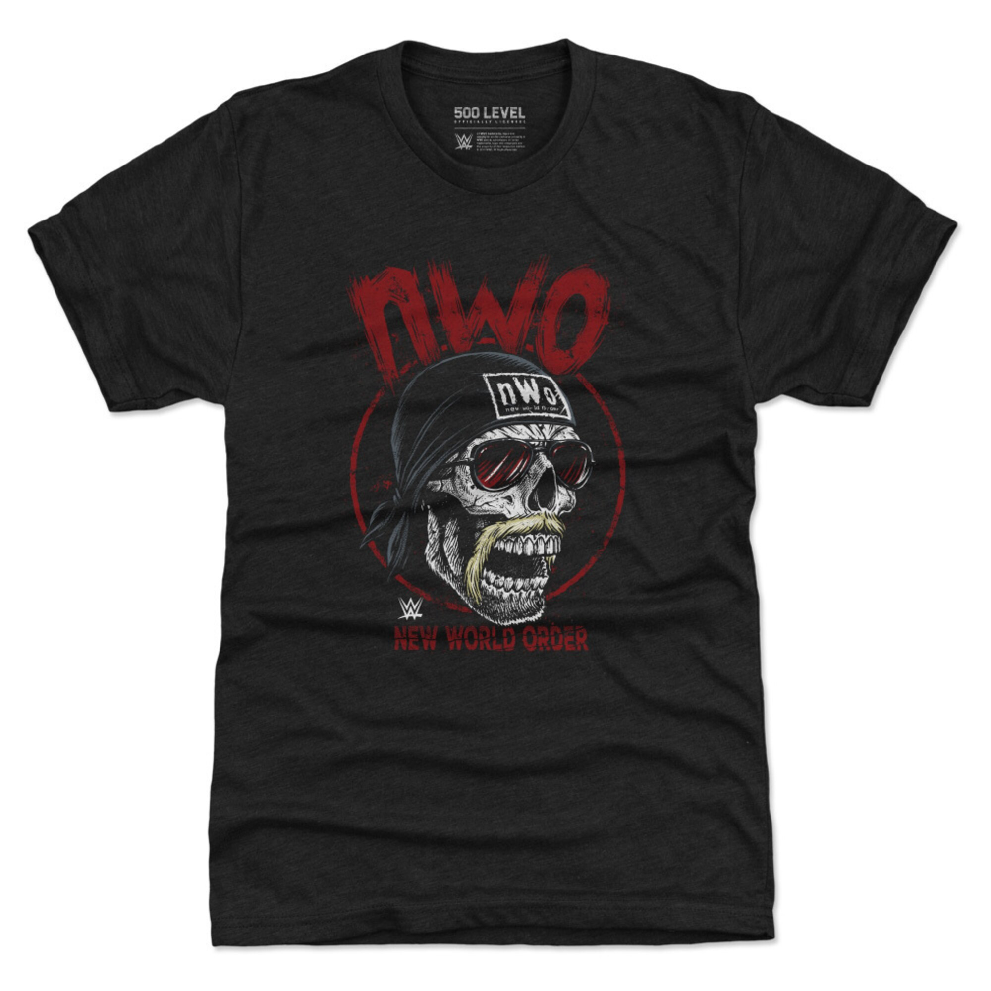 500 Level Heather Black Nwo Hogan Skull Triblend Tshirt Hulk Hogan Merch-1