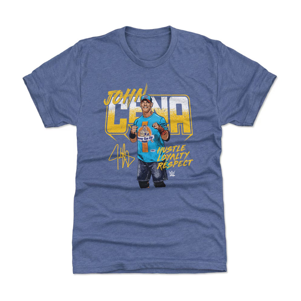 500 Level Heather Blue John Cena Hustle Loyalty Respect T-Shirt Wrestler Gifts-1