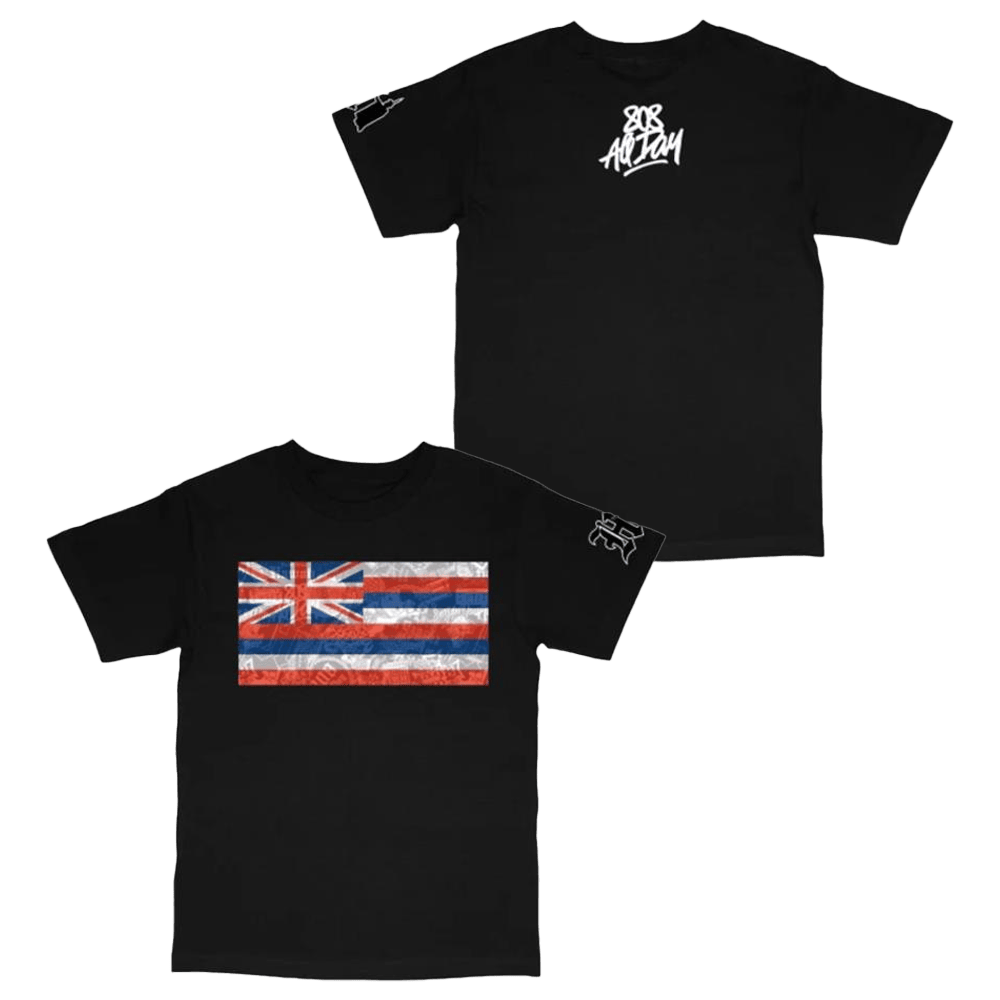 808 All Day Merch 808 All Day Black Mashup Flag T-Shirt Step Dad Gifts-1