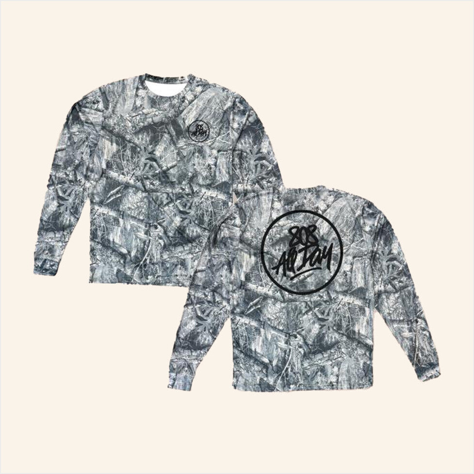 808 All Day Merch 808 All Day White Real Tree Camo Long Sleeve Shirt Gifts For Him-1
