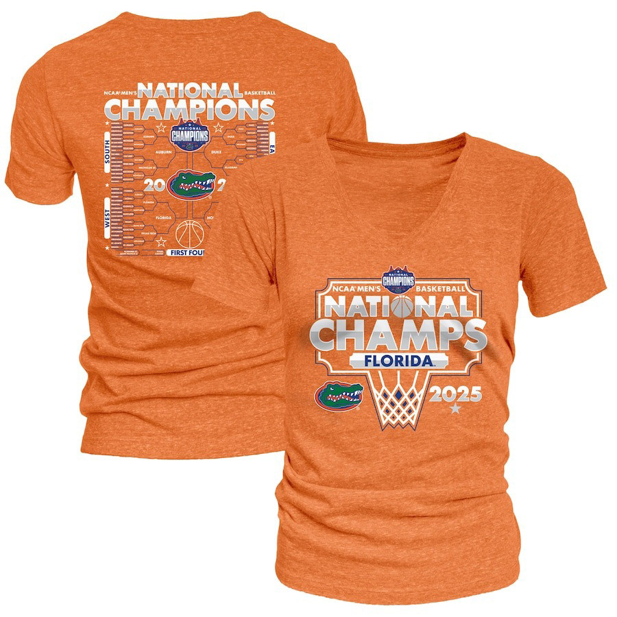 84 Orange Florida Gators 2025 NCAA Men's Basketball National Champions Brac V-Neck Shirt Women-1