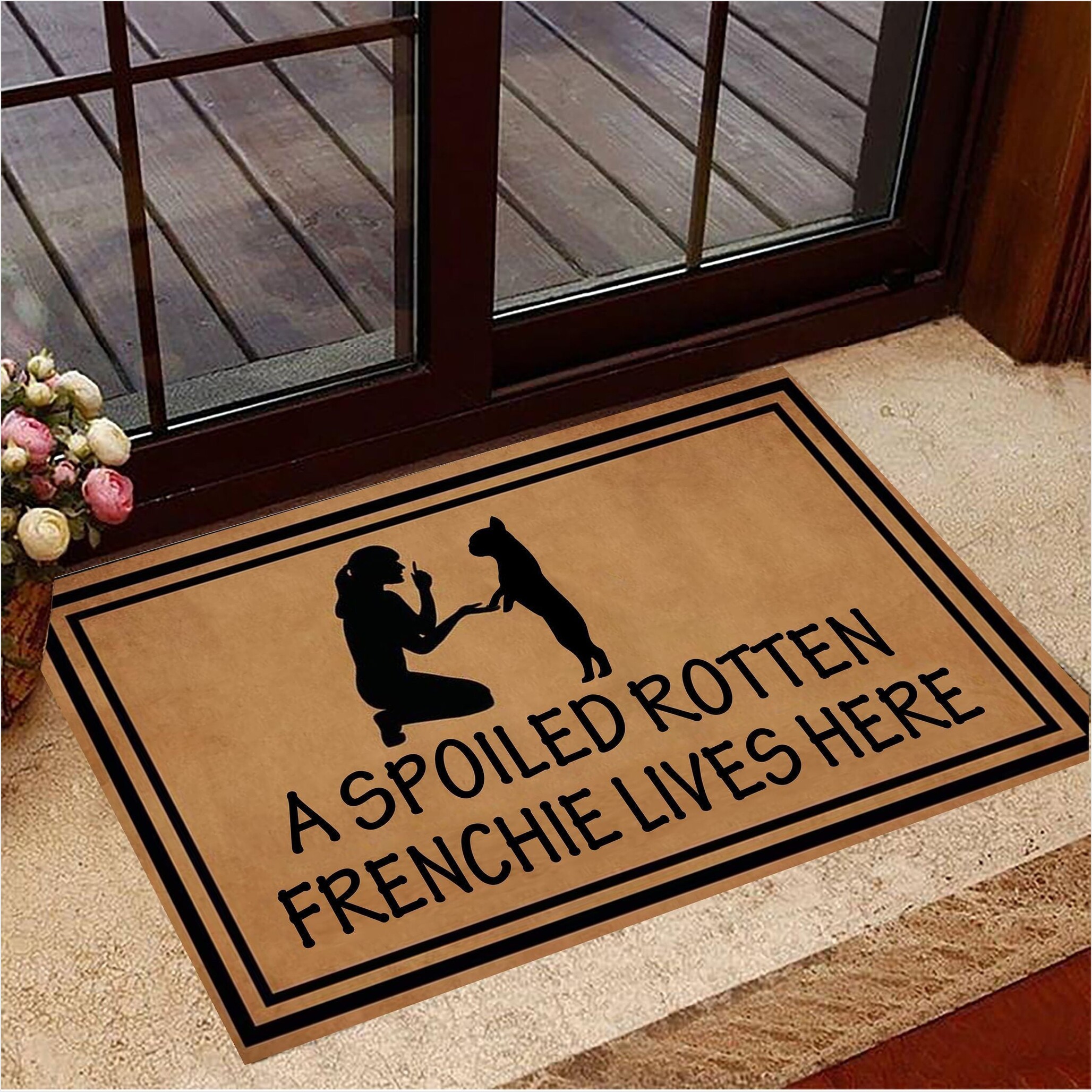 A Spoiled Rotten Frenchie Lives Here Doormat Funny Doormat Gifts For French Bulldog Lovers-1