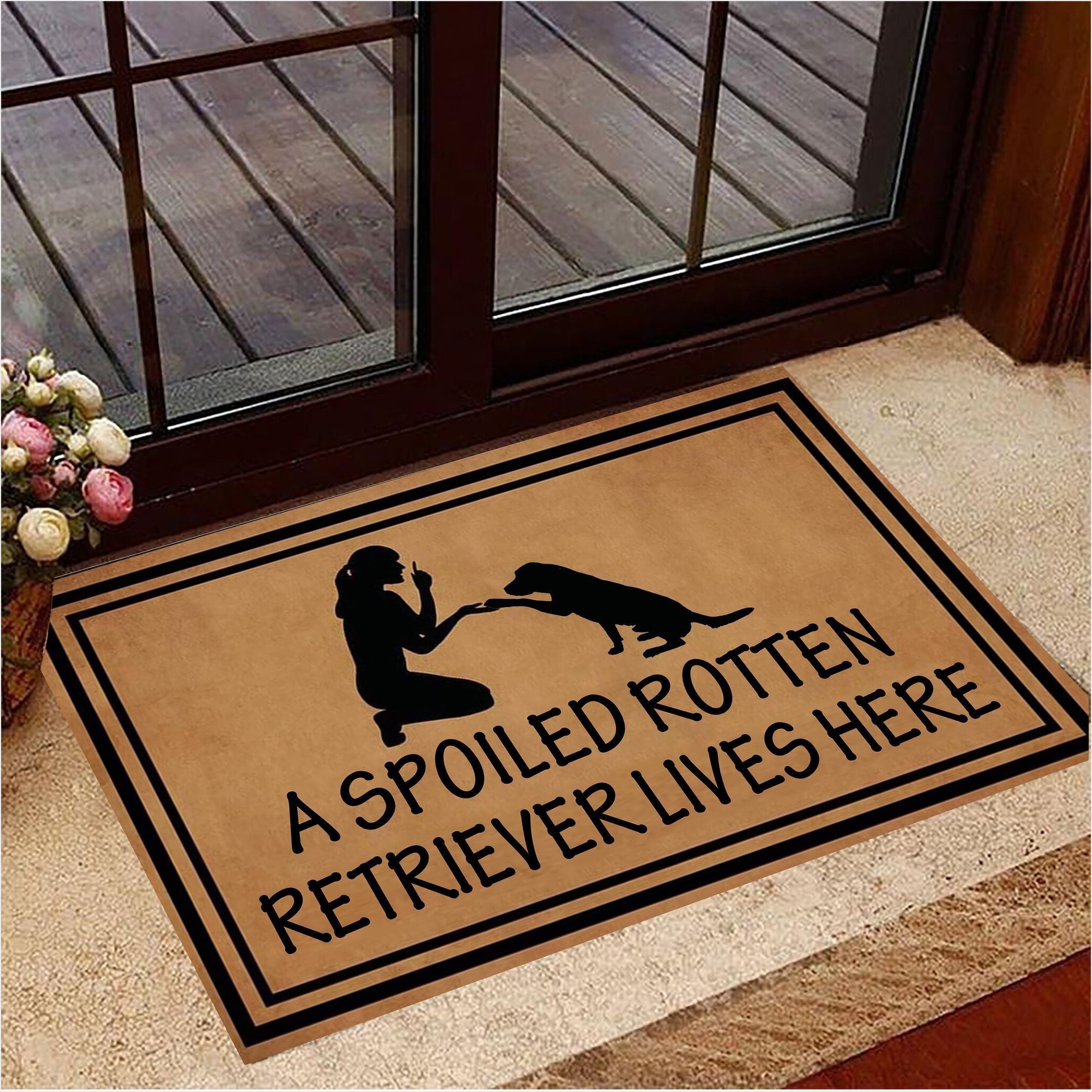 A Spoiled Rotten Retriever Lives Here Doormat Funny Dog Doormat Dog Owners Gift For Him Her-1