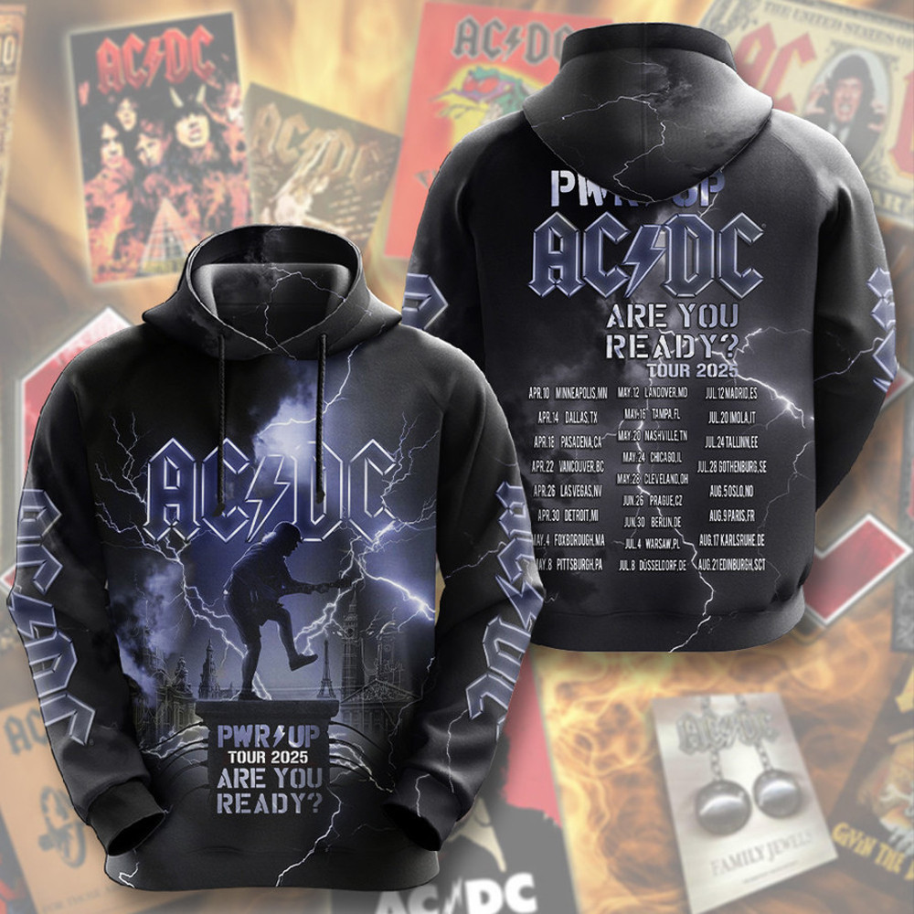 AC DC Pwr Up Tour 2025 Are You Ready Hoodie ACDC Band Hoodie Rock Band Fans Gifts-1