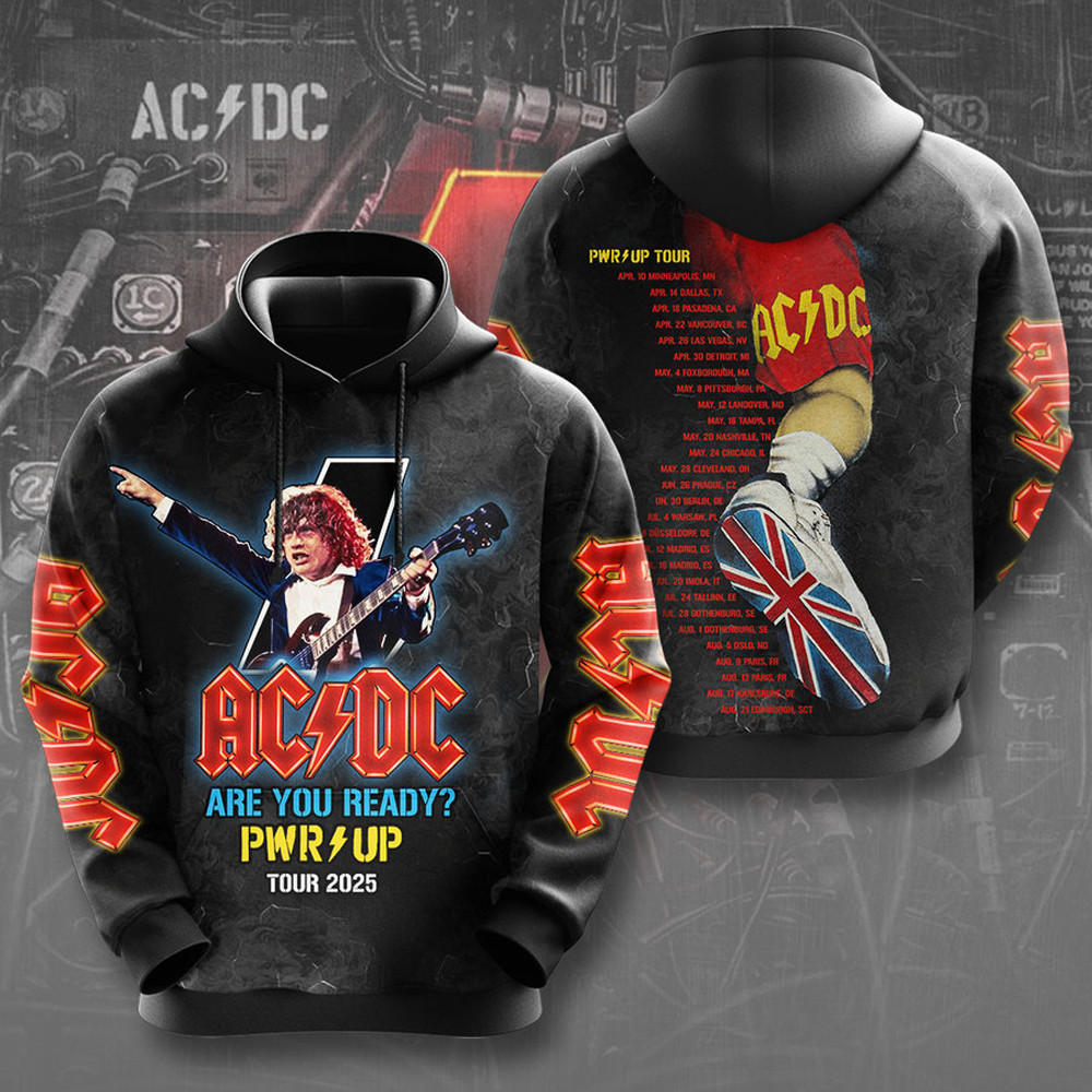AC DC Pwr Up Tour 2025 Are You Ready Hoodie Rock Band Fans Gifts Gifts For Men-1