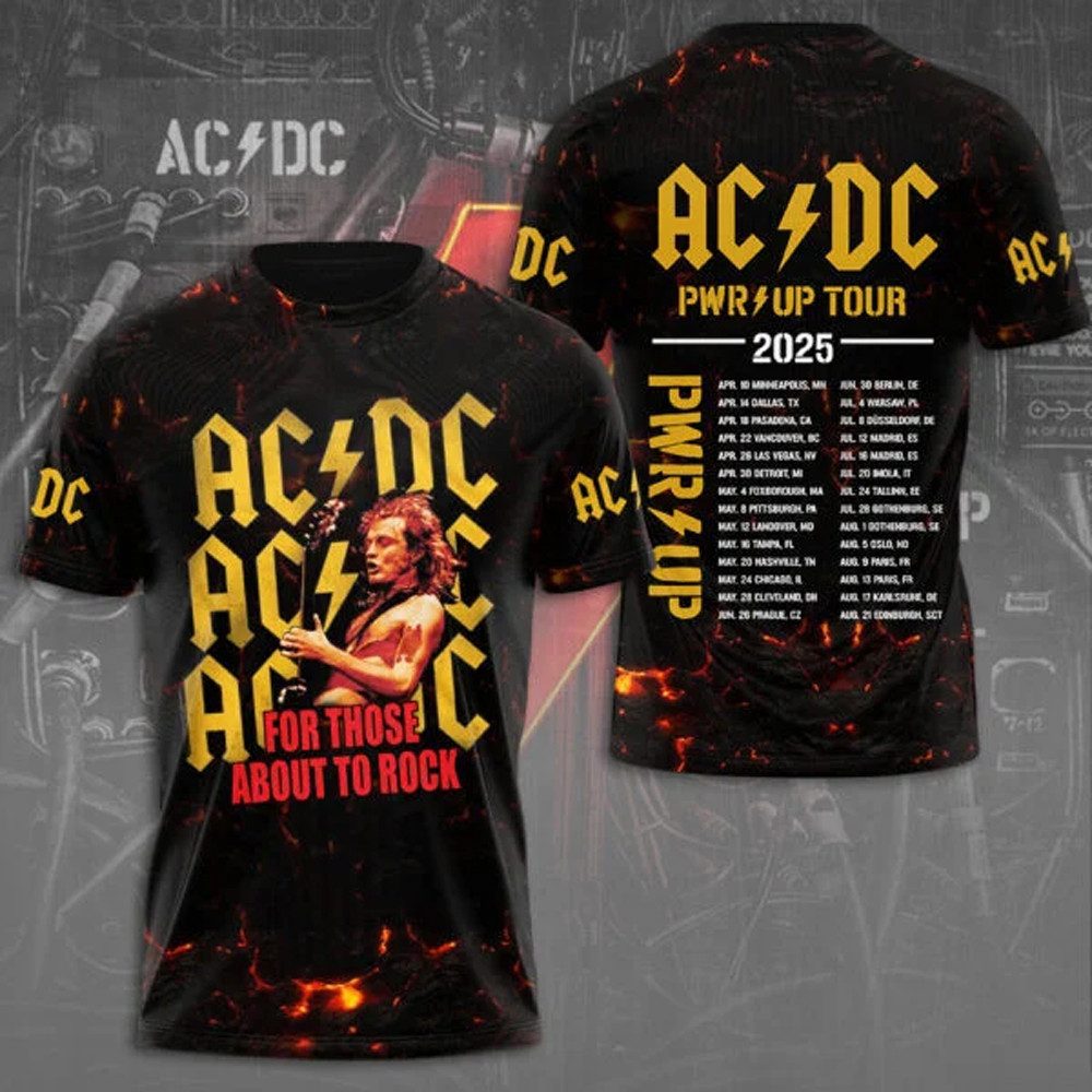 AC DC Pwr Up Tour 2025 For Those About To Rock T-Shirt Rock Band Gifts For Fans-1