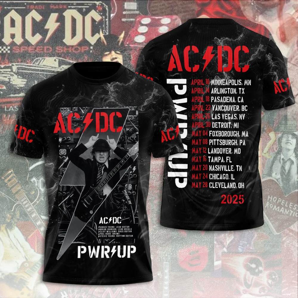 AC DC Pwr Up Tour 2025 Shirt ACDC Rock Band T-Shirt Fans Gifts-1