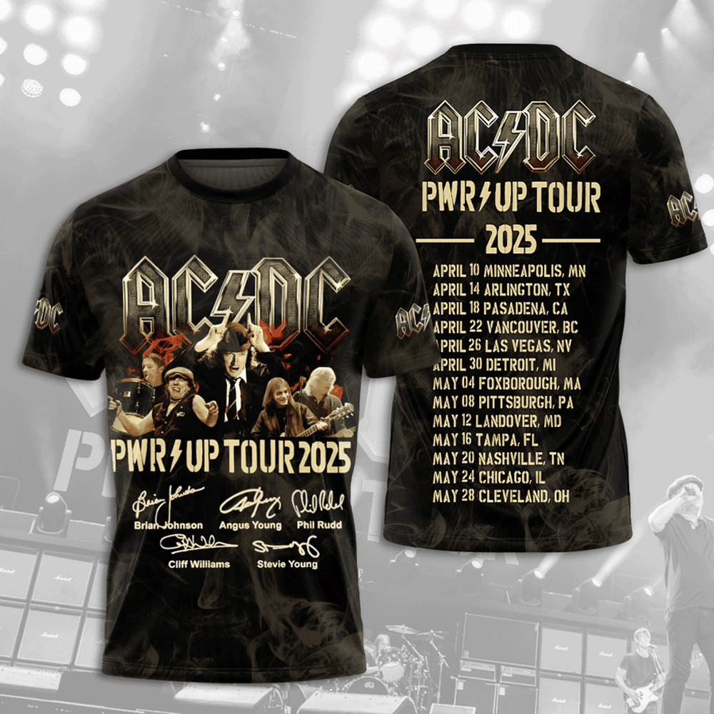 AC DC Pwr Up Tour 2025 Shirt ACDC Rock Band T-Shirt Gifts For Fans-1