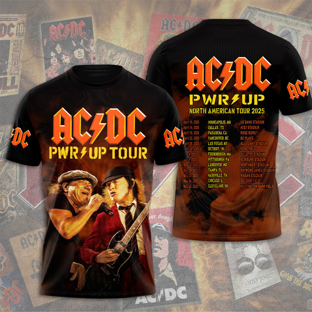 AC DC Pwr Up Tour 2025 Shirt Rock Band T-Shirt Gifts For Fans-1